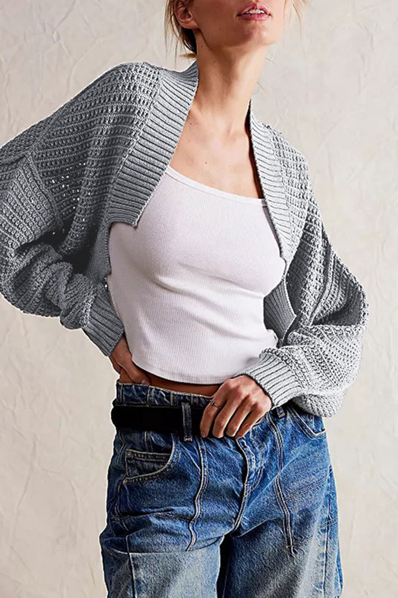 Cardigan femme maille ajourée manches amples léger aéré - Solveig