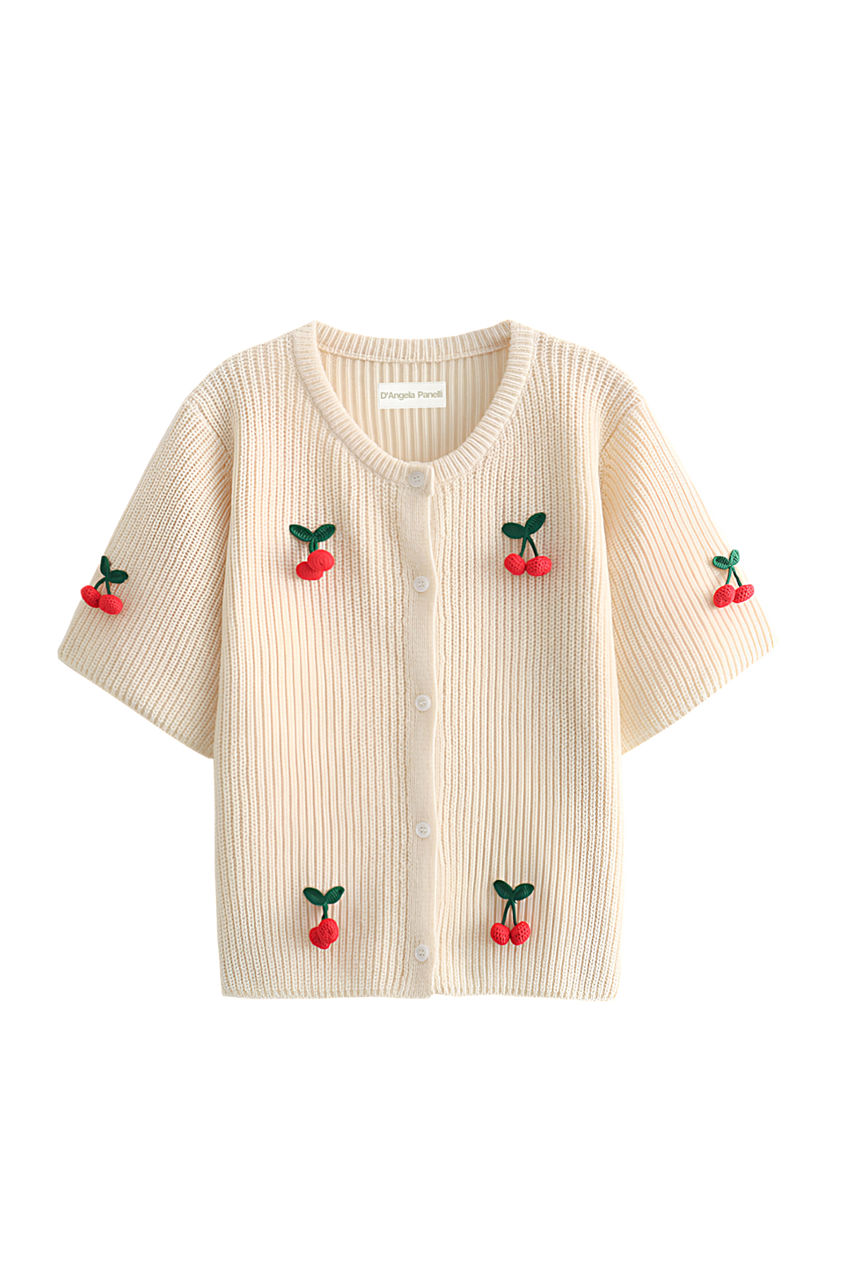 Cardigan femme motifs cerises manches courtes léger mi-saison - Culemena
