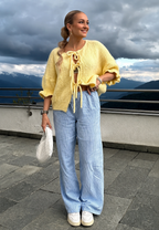 Cardigan maille femme nœuds devant détail féminin - Margaux