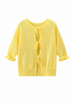 Cardigan maille femme nœuds devant détail féminin - Margaux
