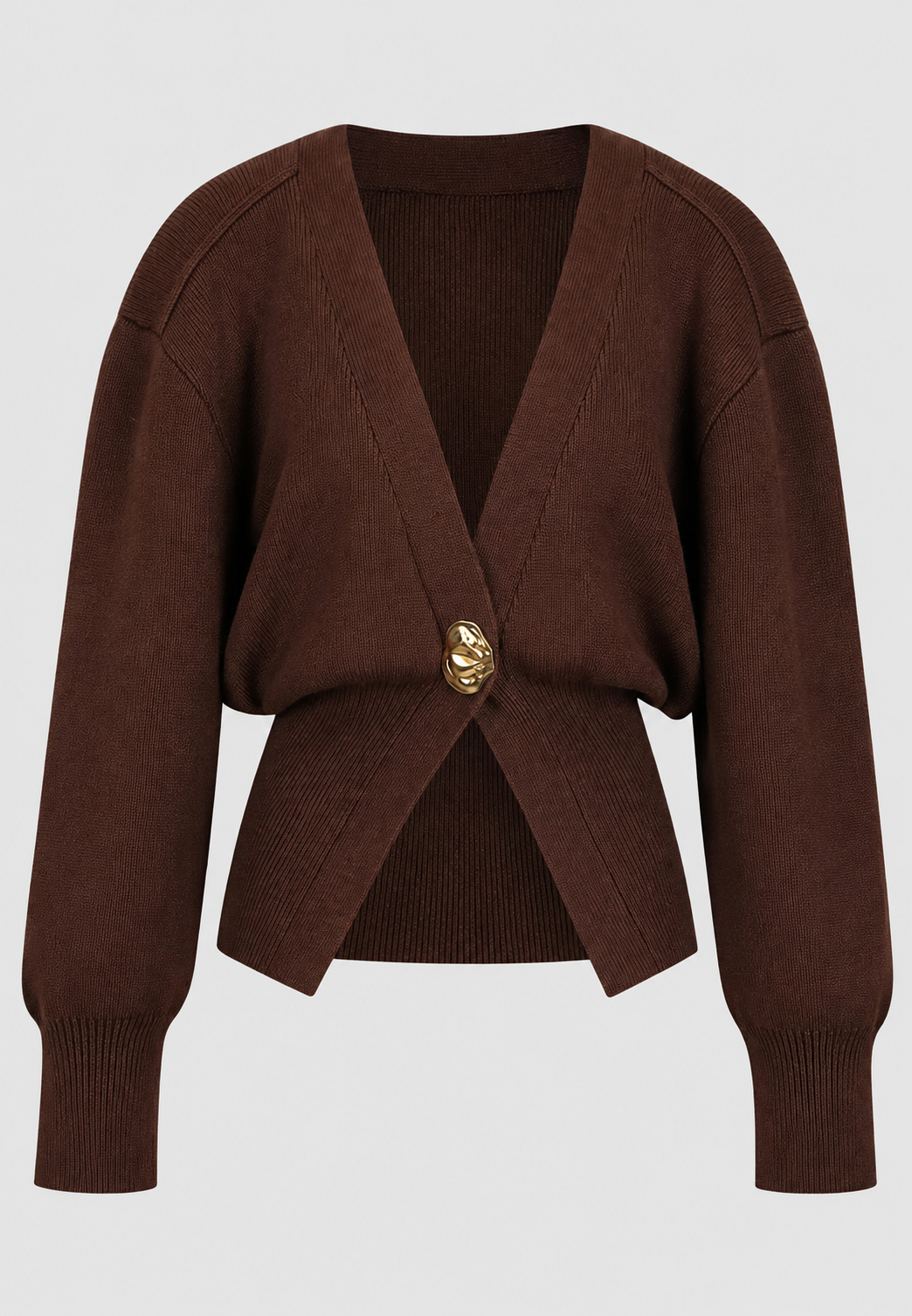 Cardigan femme maille col V bouton décoratif taille cintrée - Vera