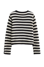 Cardigan femme rayures bicolores manches longues boutons métalliques - Liora