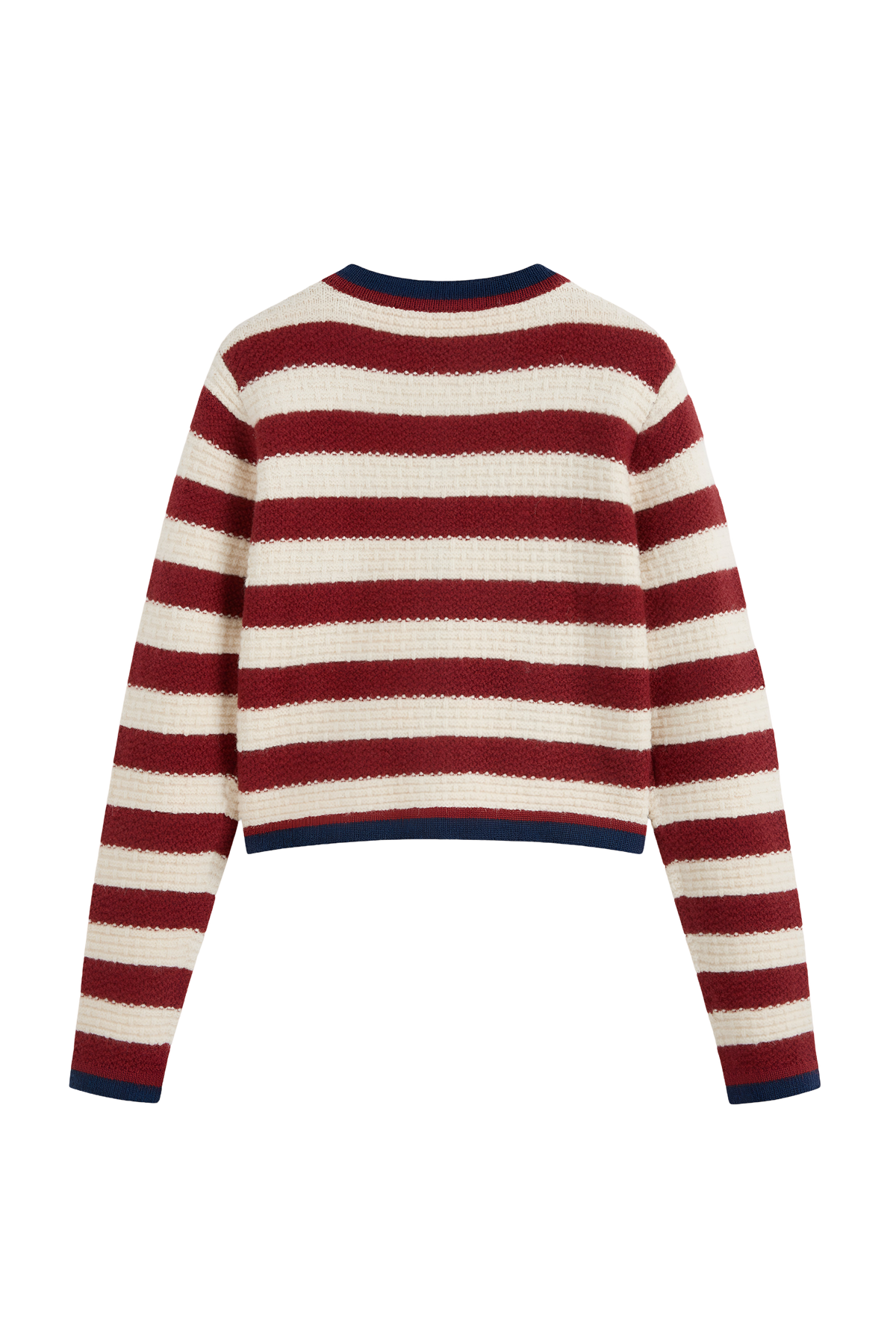 Cardigan femme rayures boutons métalliques bordures contrastées - Pastinne
