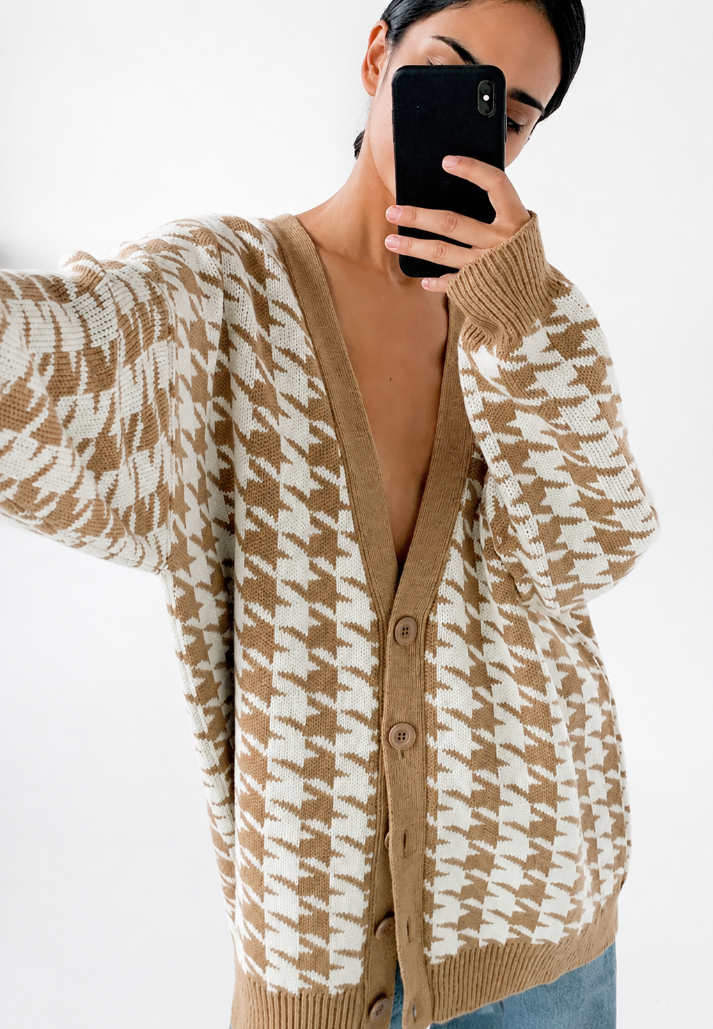 Cardigan oversize femme maille imprimée motif ample - Elena