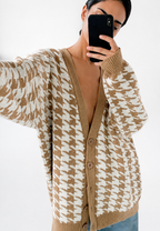 Cardigan oversize femme maille imprimée motif ample - Elena
