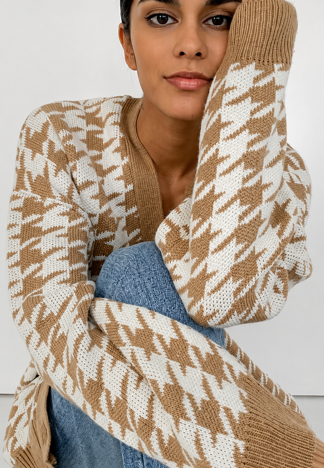 Cardigan oversize femme maille imprimée motif ample - Elena