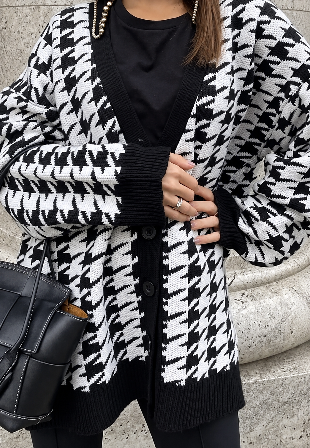 Cardigan oversize femme maille imprimée motif ample - Elena