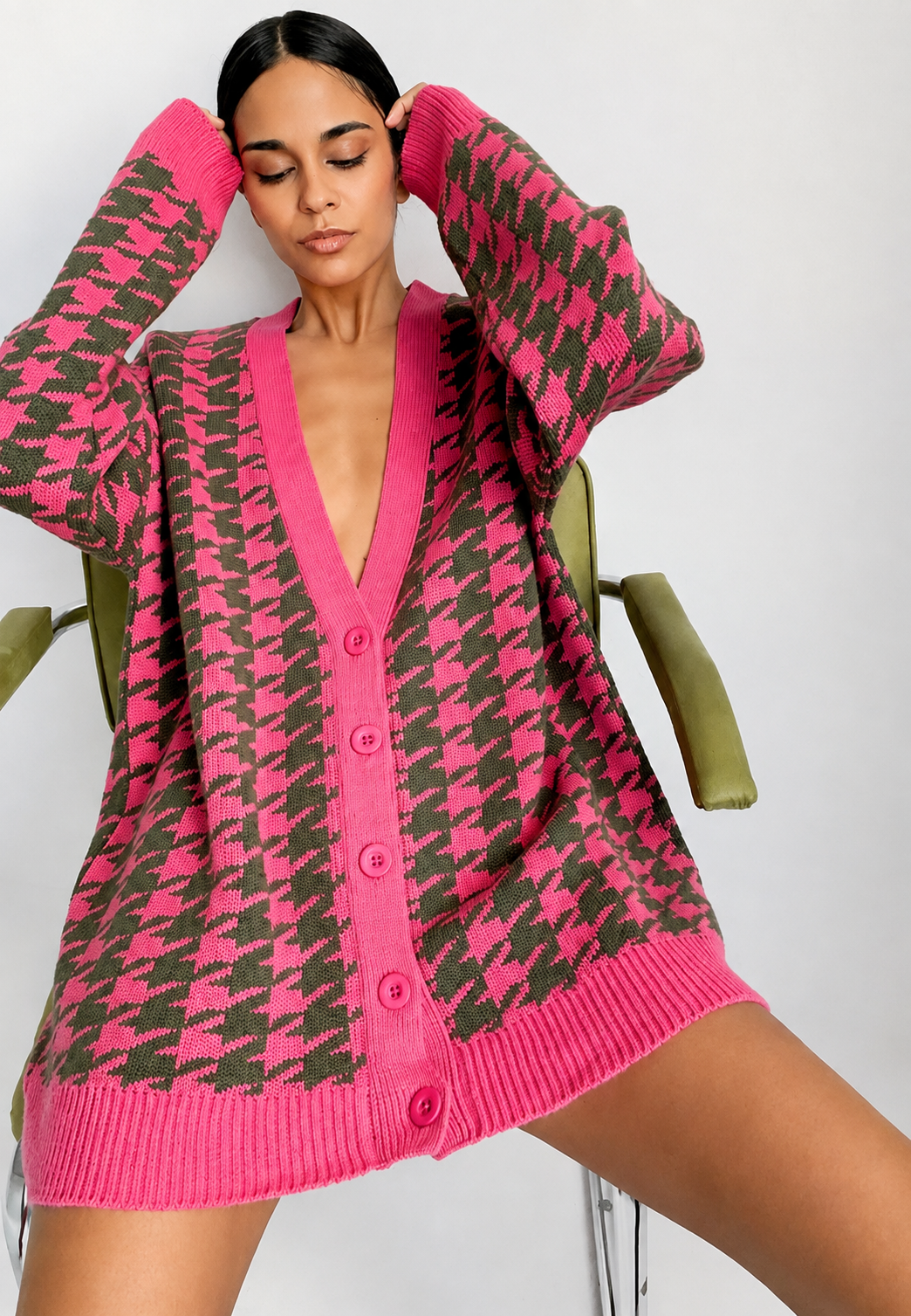 Cardigan oversize femme maille imprimée motif ample - Elena
