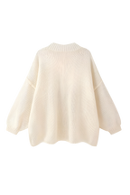 Cardigan oversize femme maille épaisse col montant boutons métalliques - Koranna