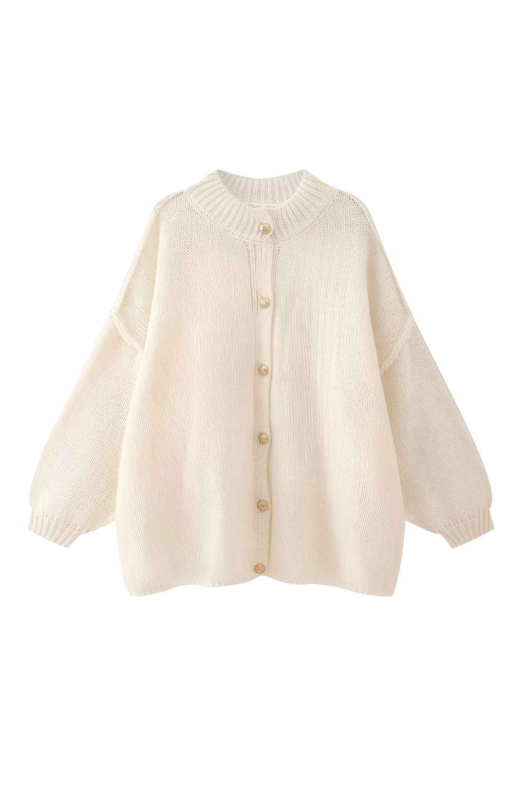 Cardigan oversize femme maille épaisse col montant boutons métalliques - Koranna