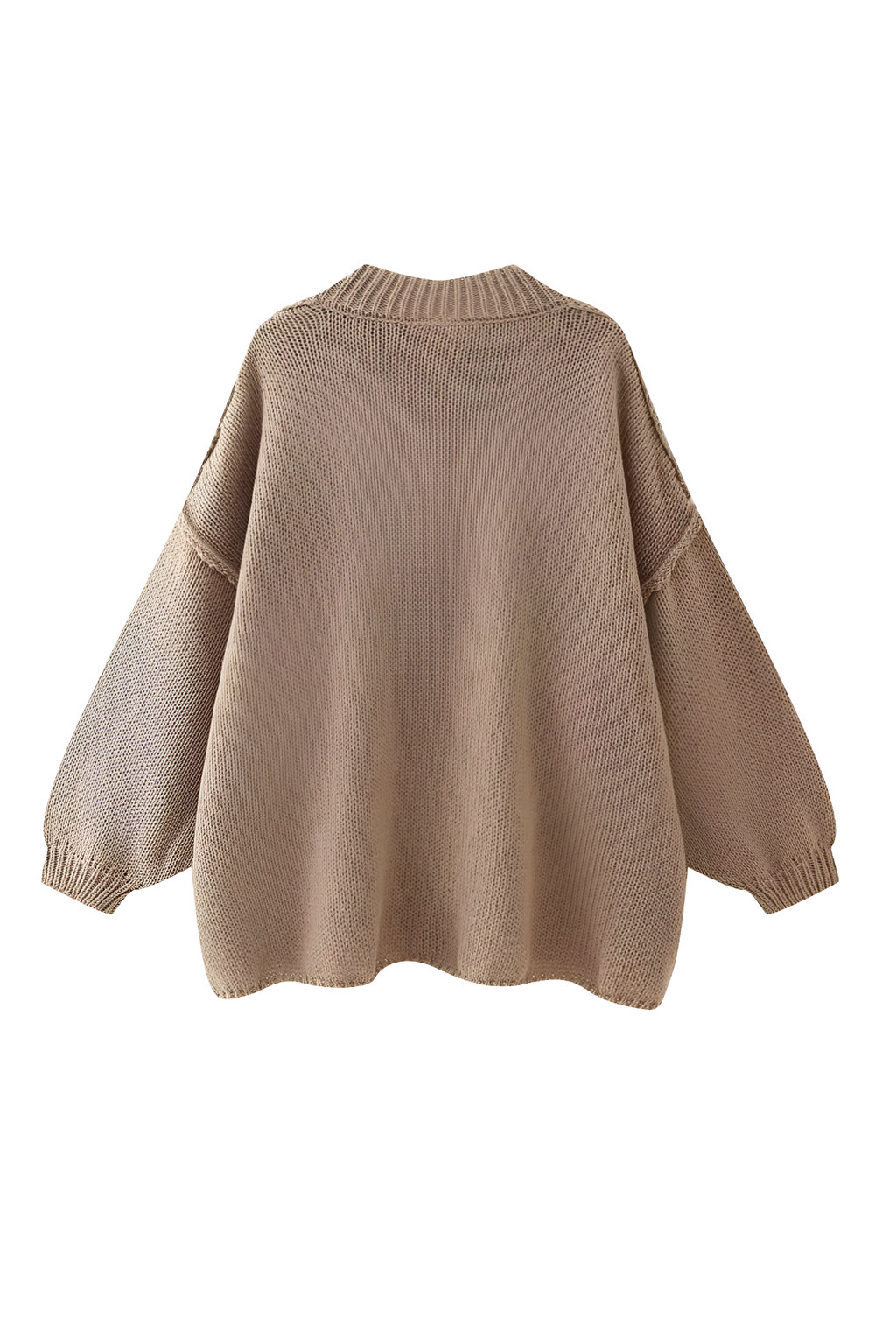 Cardigan oversize femme maille épaisse col montant boutons métalliques - Koranna