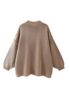 Cardigan oversize femme maille épaisse col montant boutons métalliques - Koranna