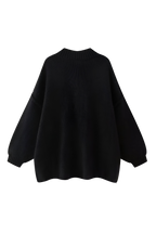 Cardigan oversize femme maille épaisse col montant boutons métalliques - Koranna