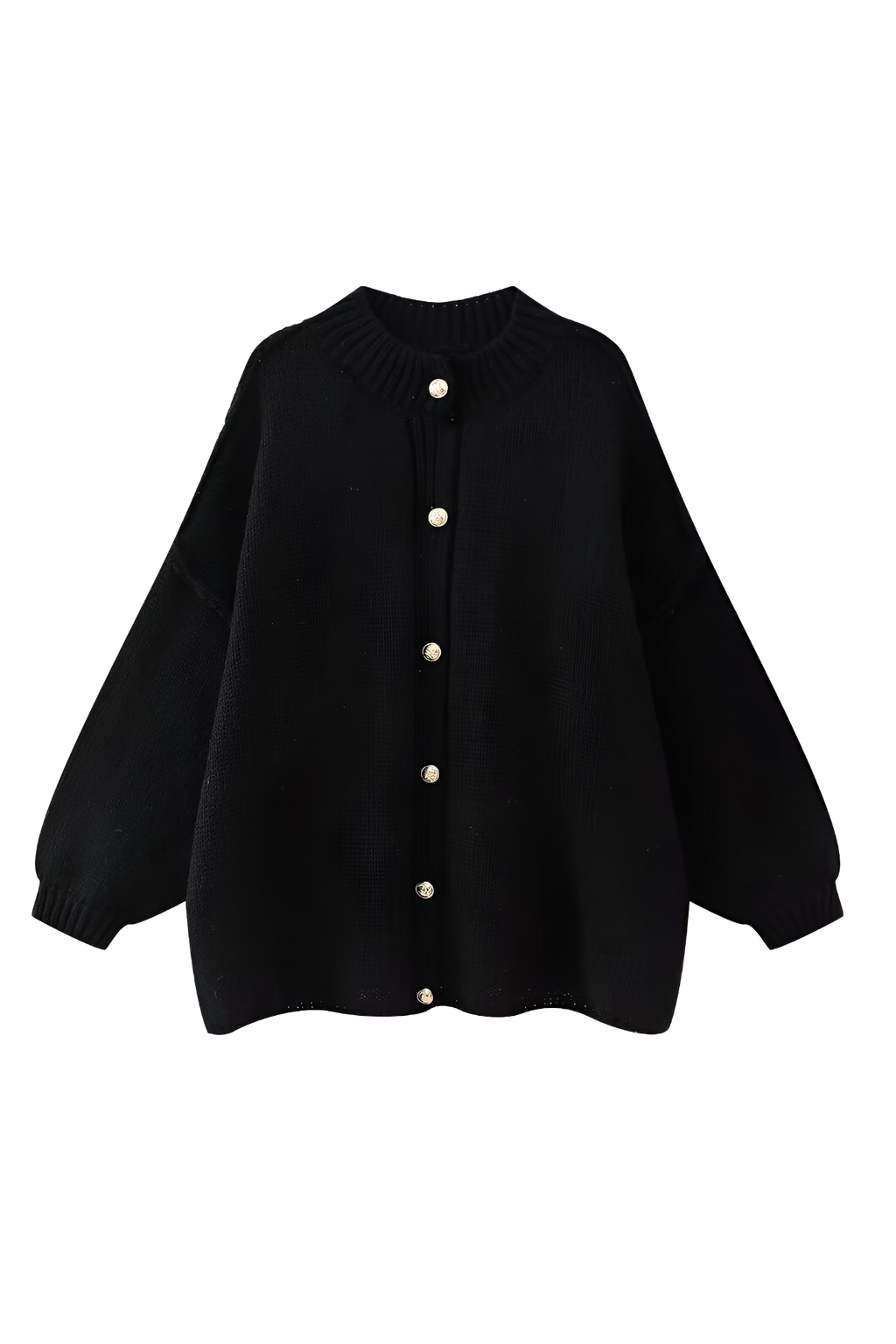 Cardigan oversize femme maille épaisse col montant boutons métalliques - Koranna