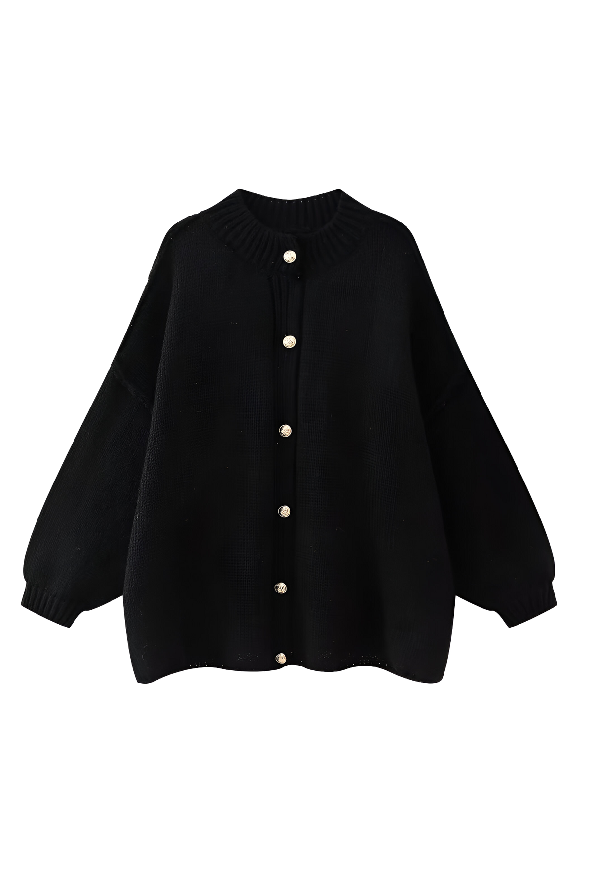 Cardigan oversize femme maille épaisse col montant boutons métalliques - Koranna