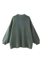 Cardigan oversize femme maille épaisse col montant boutons métalliques - Koranna