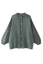 Cardigan oversize femme maille épaisse col montant boutons métalliques - Koranna