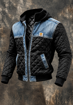 Veste matelassée homme capuche empiècements denim chaude - Lex