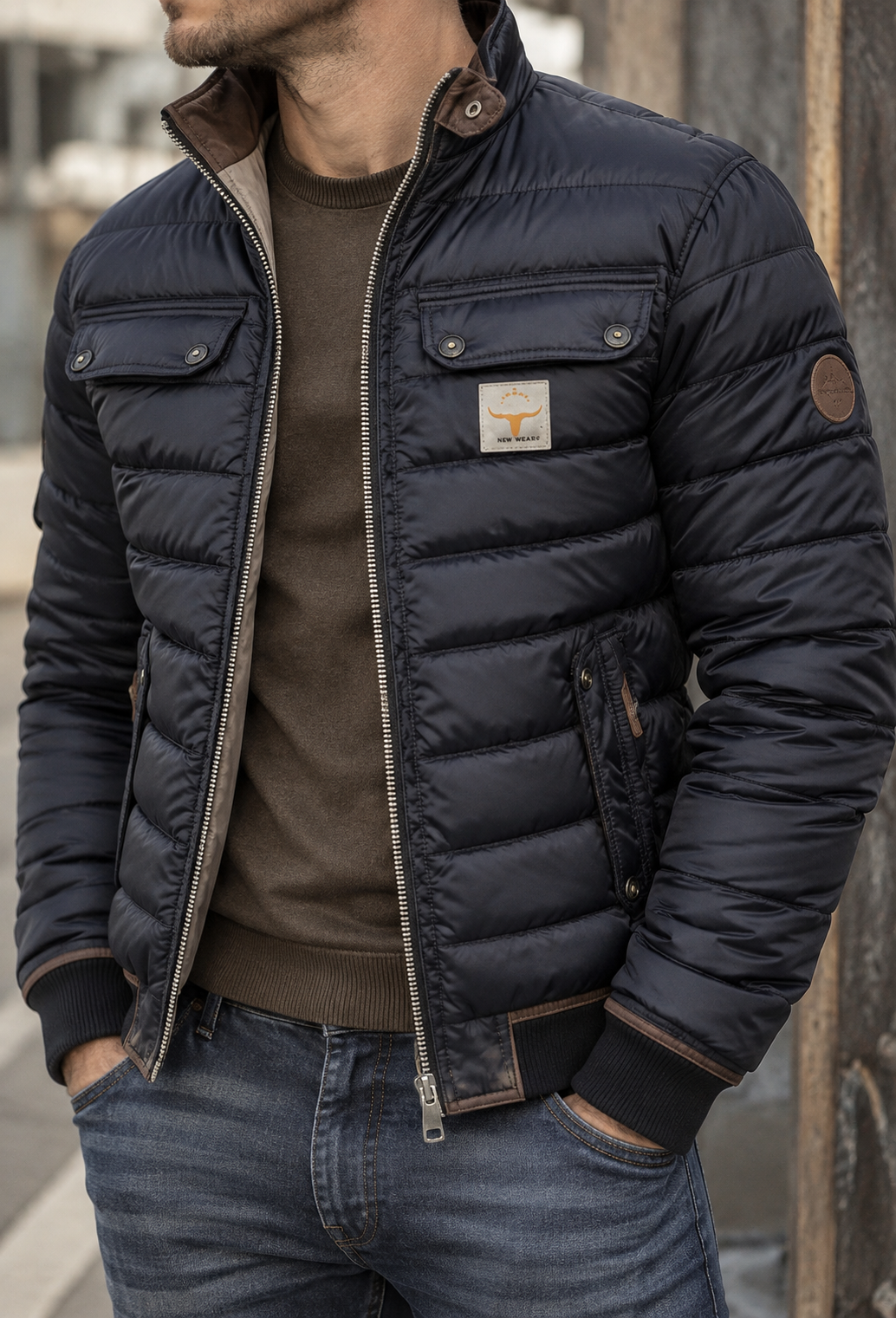 Veste matelassée homme col montant poches à rabat chaude - Iker