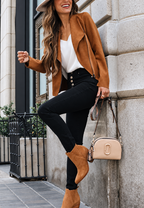 Cazadora biker mujer efecto ante cremallera diagonal corta suave otoño - Noémie