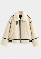 Blouson sherpa femme fermeture éclair court chaud hiver - Ottilie
