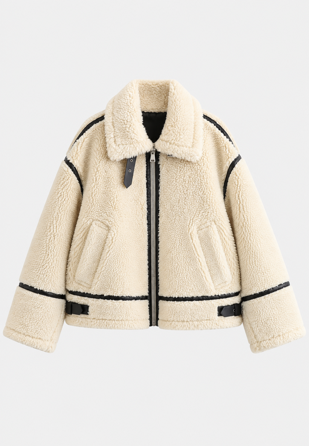 Blouson sherpa femme fermeture éclair court chaud hiver - Ottilie