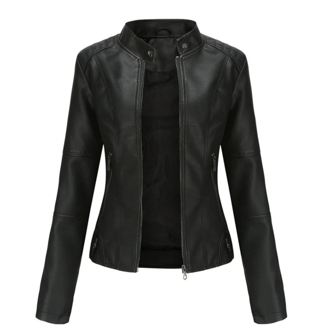 Veste de motard effet cuir pour femme avec col mao - Cleo