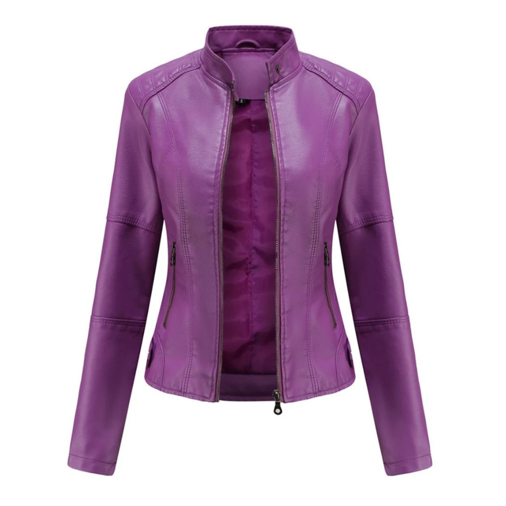 Veste de motard effet cuir pour femme avec col mao - Cleo