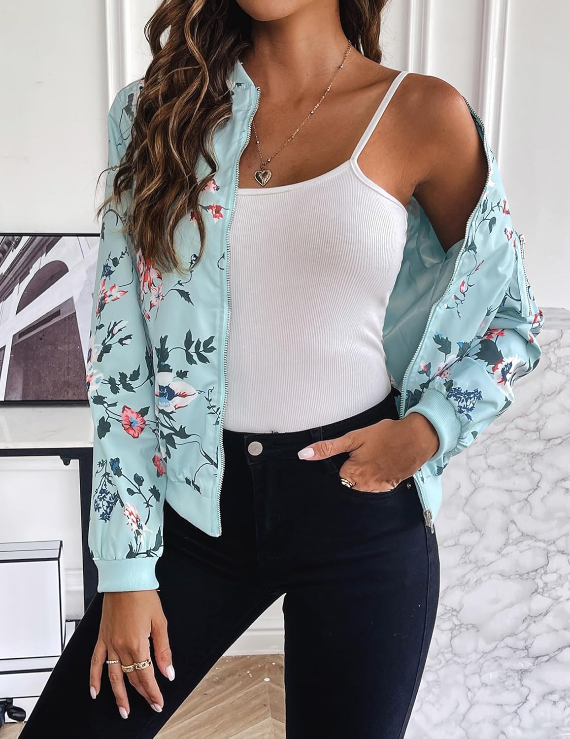 Cazadora bomber mujer corta acabado satinado deportiva elegante sin volumen - Vianne