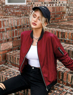 Cazadora bomber mujer corta acabado satinado deportiva elegante sin volumen - Vianne