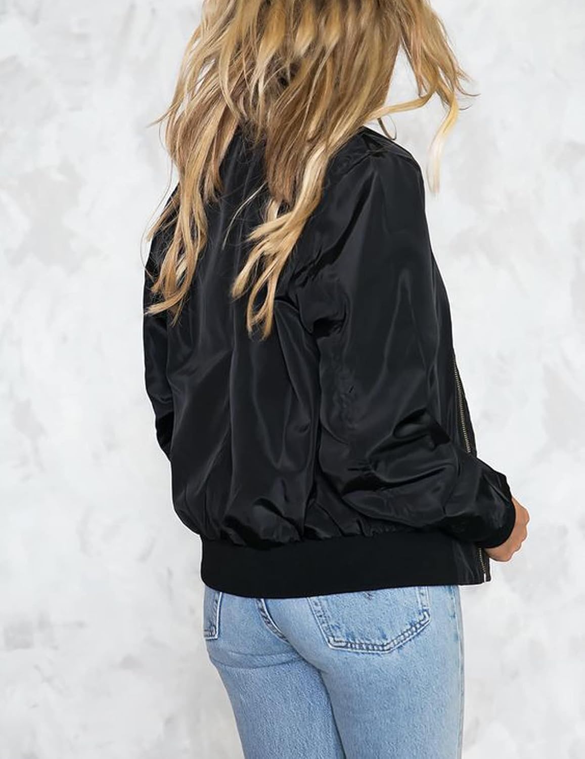 Cazadora bomber mujer corta acabado satinado deportiva elegante sin volumen - Vianne