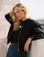 Blouson bomber court femme finition satinée brillante zippé - Vianne