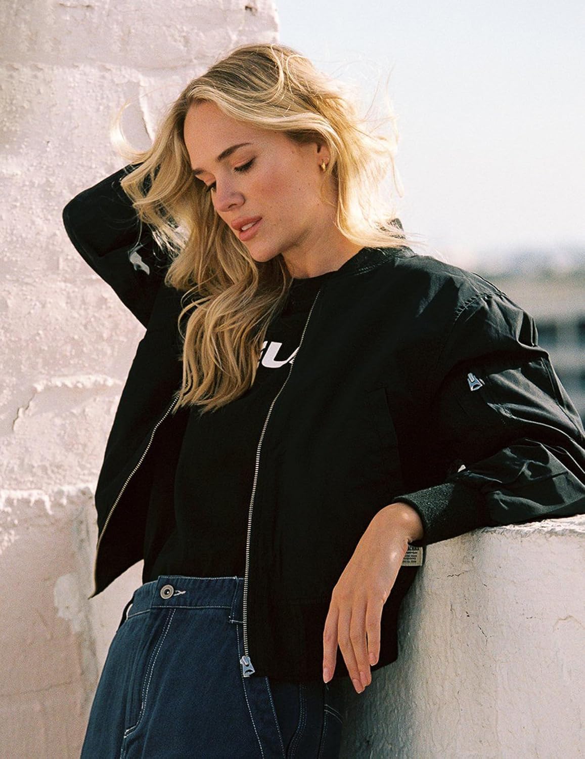Blouson bomber court femme finition satinée brillante zippé - Vianne