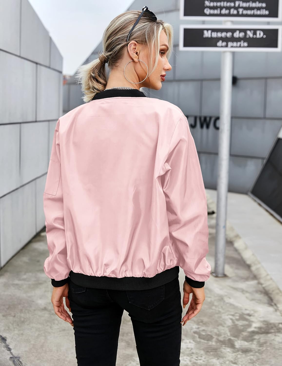 Blouson bomber court femme finition satinée brillante zippé - Vianne