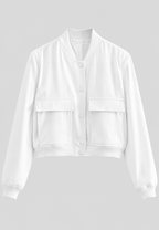 Blouson bomber court femme boutons-pression coupe sportive - Mélisande