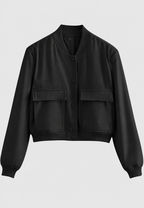 Blouson bomber court femme boutons-pression coupe sportive - Mélisande