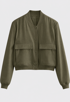Blouson bomber court femme boutons-pression coupe sportive - Mélisande
