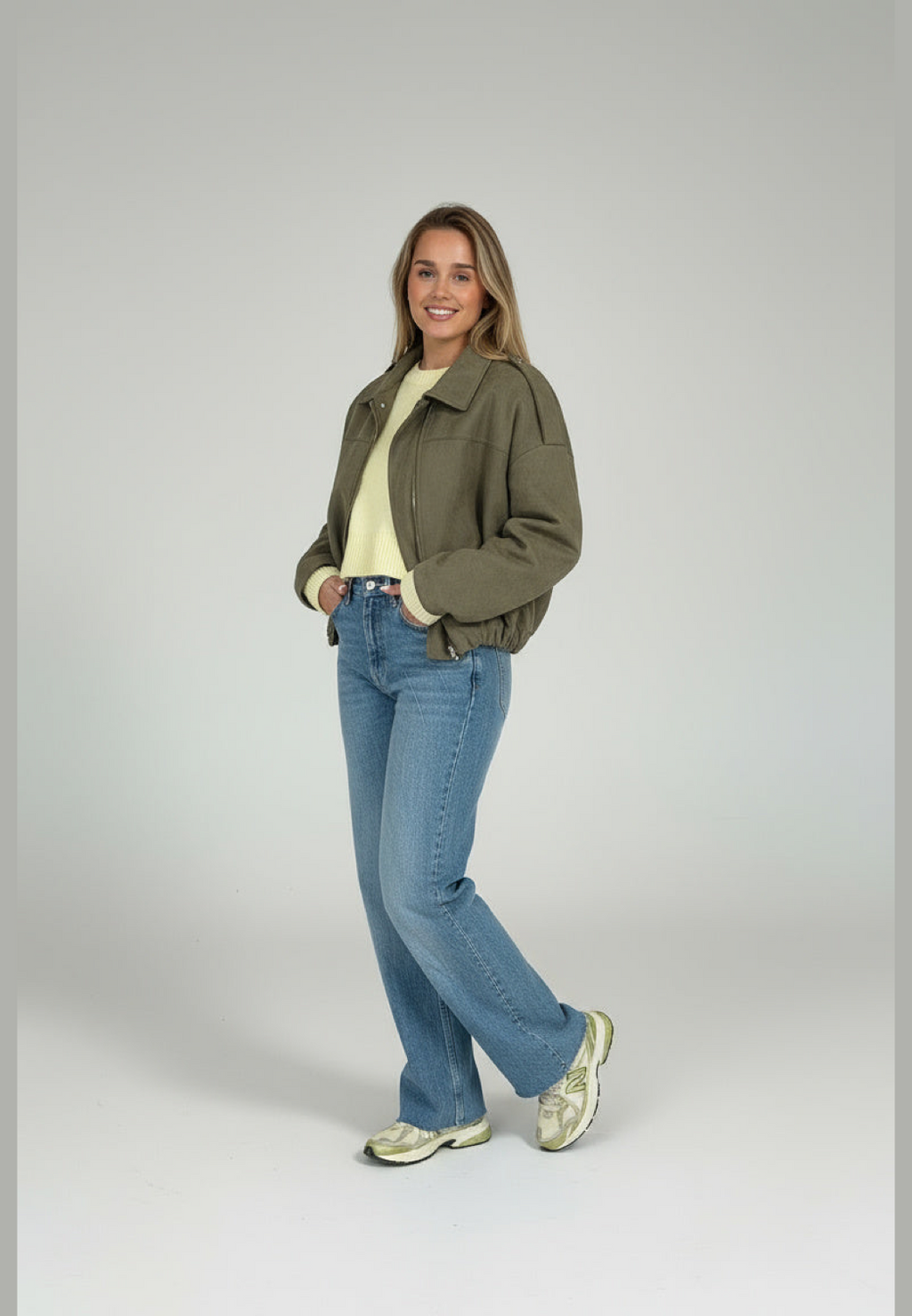 Blouson bomber femme effet daim col chemise poignets élastiqués - Ottilie