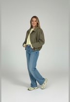 Blouson bomber femme effet daim col chemise poignets élastiqués - Ottilie