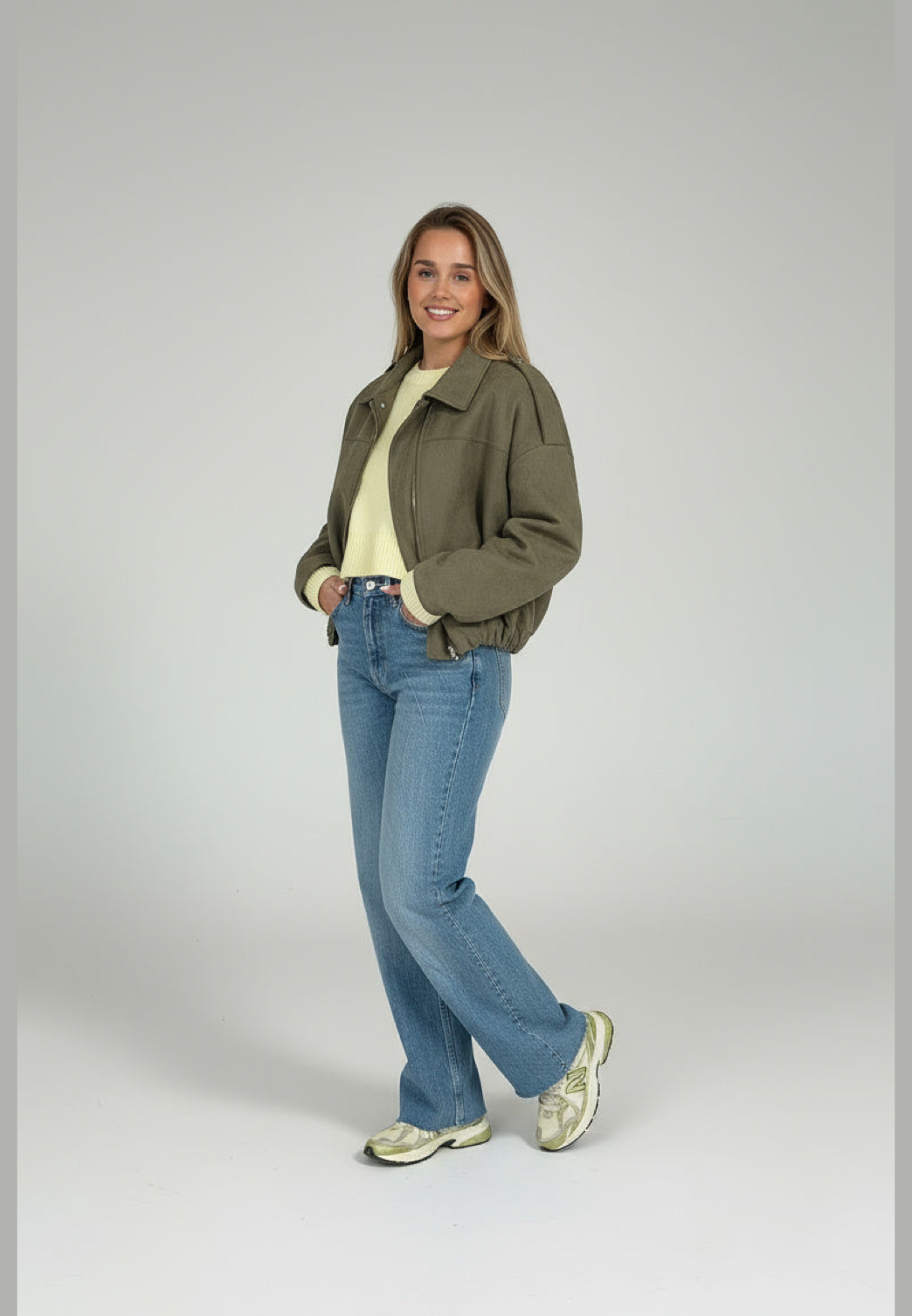 Blouson bomber femme effet daim col chemise poignets élastiqués - Ottilie