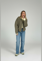Blouson bomber femme effet daim col chemise poignets élastiqués - Ottilie