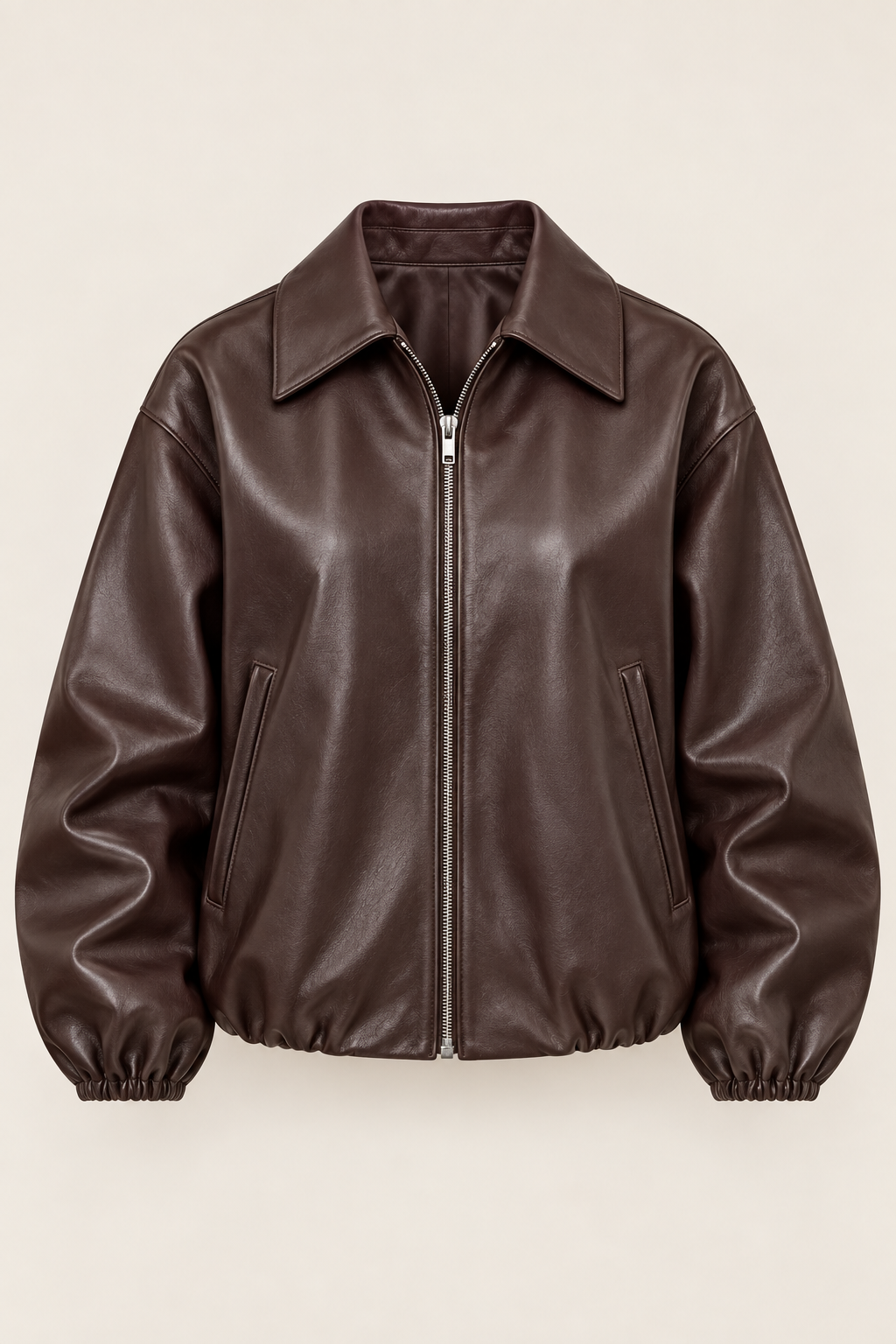 Blouson bomber femme effet cuir col chemise zippé - Maëva