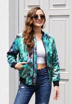 Veste bomber femme imprimé floral fermeture éclair zippée - Felicia