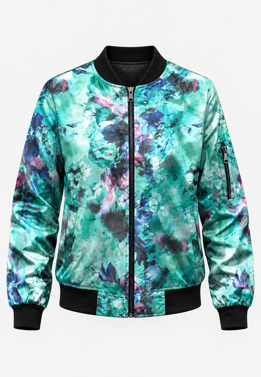 Veste bomber femme imprimé floral fermeture éclair zippée - Felicia