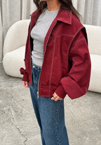 Blouson bomber femme oversize zip col chemise ample - Norelle