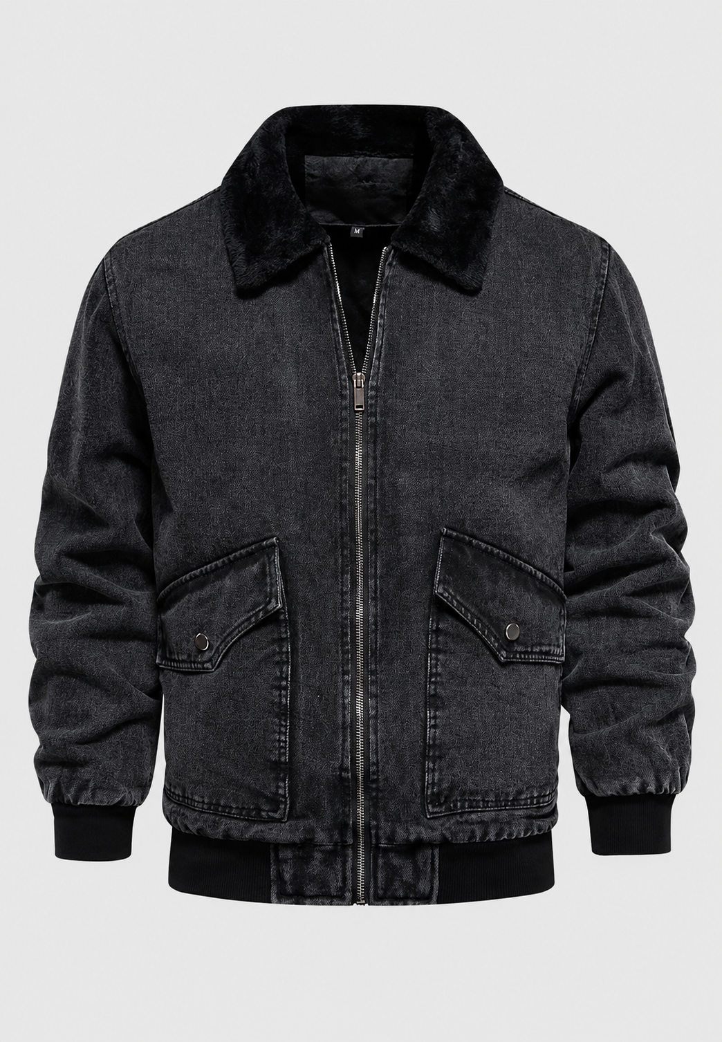 Veste bomber jean homme doublure polaire fermeture éclair - Tobias