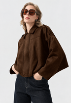 Veste courte femme effet daim col chemise texture douce - Azucena