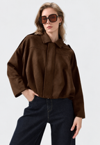 Veste courte femme effet daim col chemise texture douce - Azucena