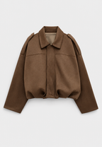 Veste courte femme effet daim col chemise texture douce - Azucena