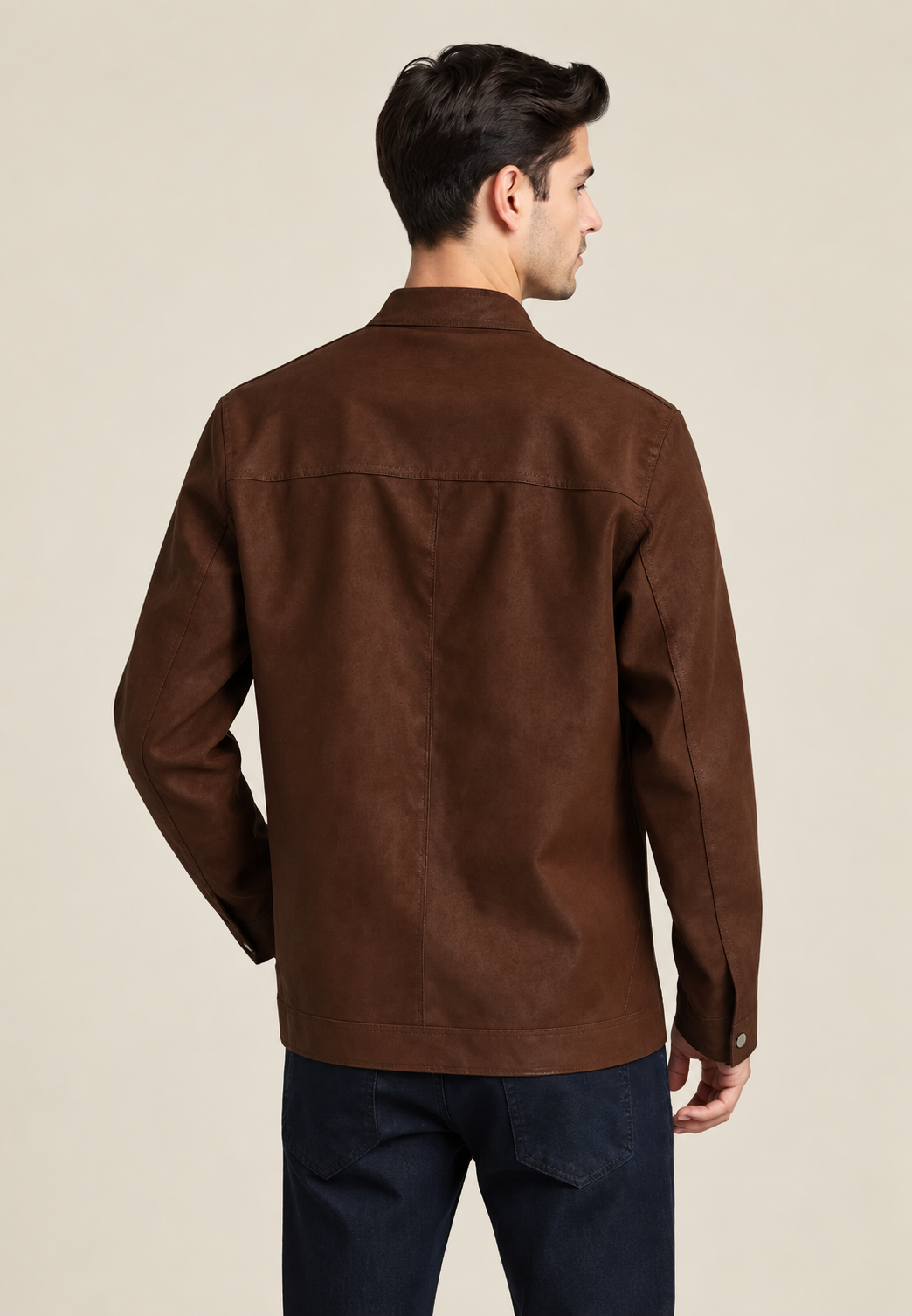 Veste homme effet daim col montant fermeture éclair devant - Mathis